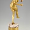 Art Deco gilt bronze nude dancer with apple