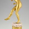 Art deco Bronze Skulptur vergoldet Tänzerin Frauenakt
