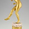 Art Deco gilt bronze nude dancer with apple