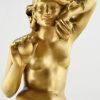Art Deco gilt bronze nude dancer with apple