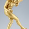 Art Deco gilt bronze nude dancer with apple