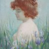 Jugendstil schilderij naakt met iris
