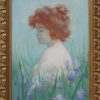 Art Nouveau painting with nude and iris