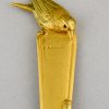 Art Deco bronzen briefopener met vogel.