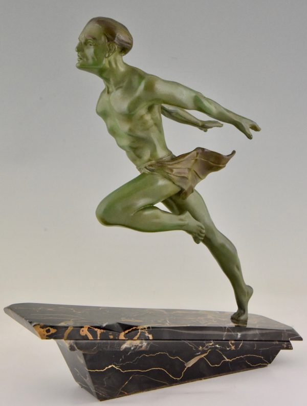 Art Deco sculptuur rennende man atleet