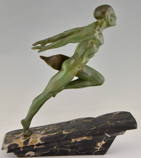 Art Deco sculptuur rennende man atleet