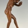 Art Nouveau bronzen sculptuur naakt met cymbalen