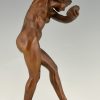 Art Nouveau bronze sculpture nude with cymbals