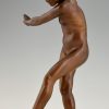 Art Nouveau bronze sculpture nude with cymbals