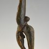 Art Deco Bronze Skulptur Ikarus geflügelter Mann