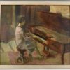 Art Deco Gemälde Piano spielender Frau