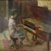 Art Deco painting woman at the piano