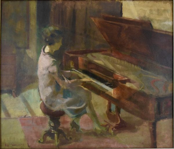 Art Deco painting woman at the piano