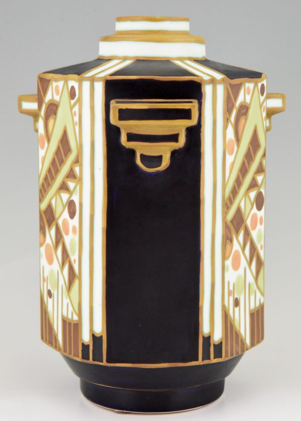 Art Deco vase céramique dessin géométrique