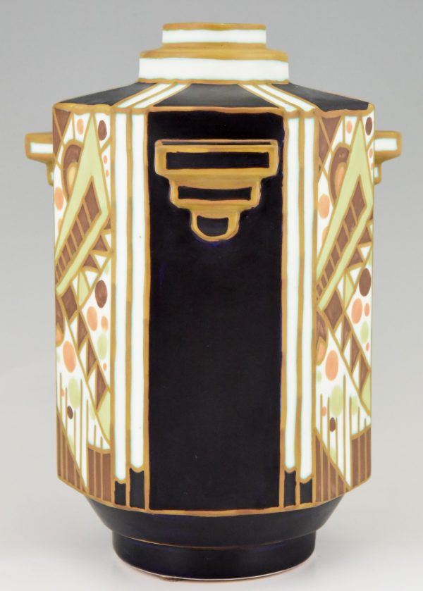 Art Deco ceramic vase with geometrical patterns