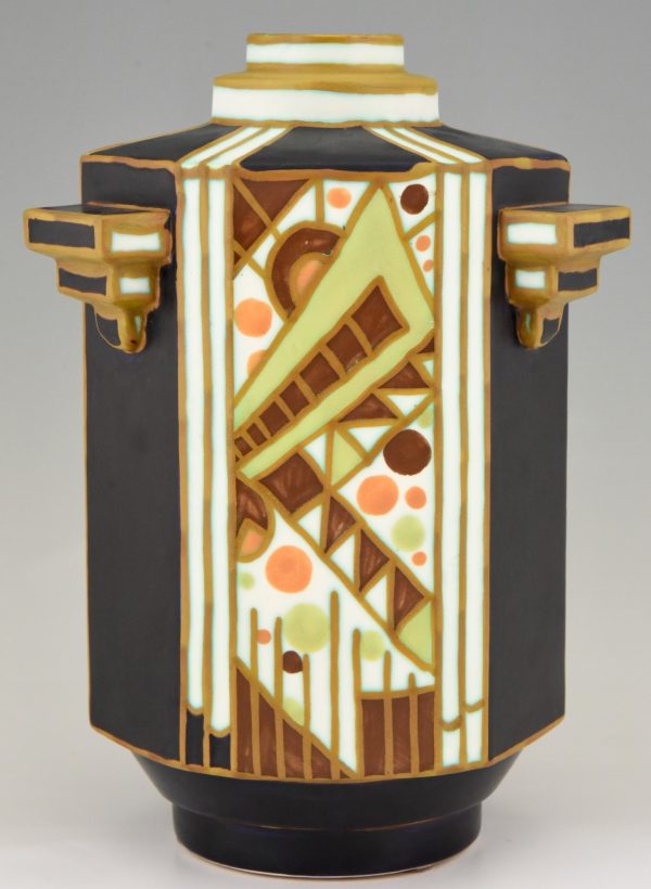 Art Deco vase céramique dessin géométrique