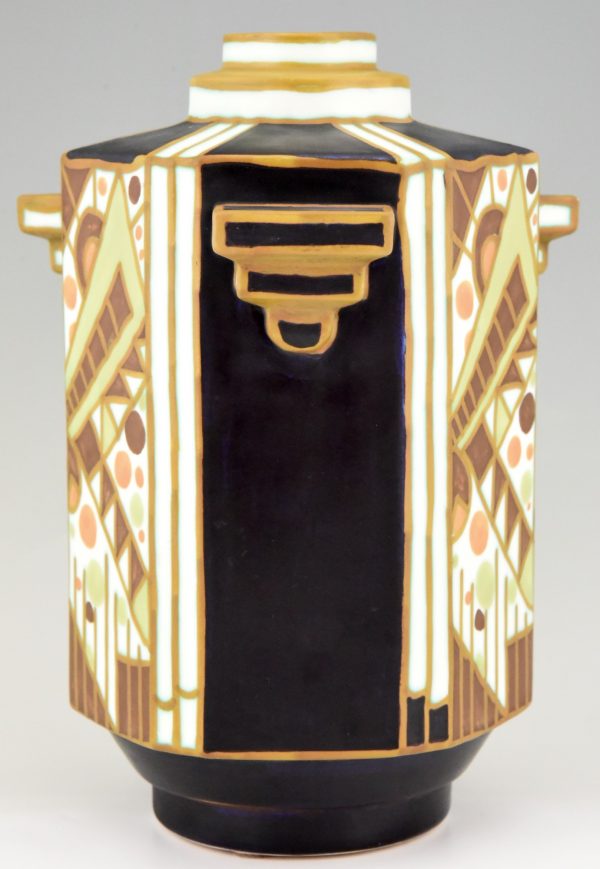Art Deco ceramic vase with geometrical patterns