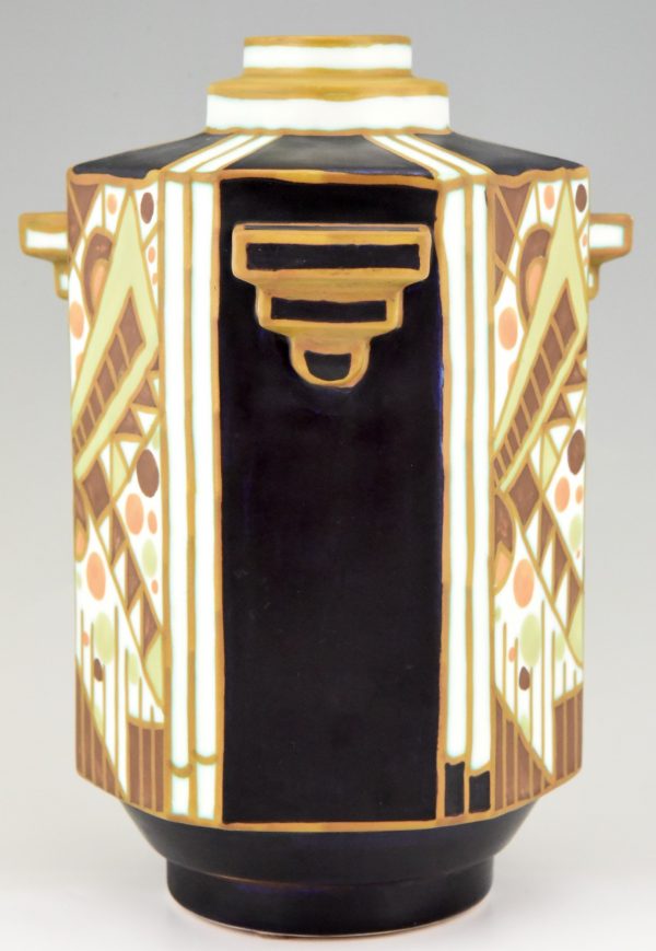 Art Deco vase céramique dessin géométrique