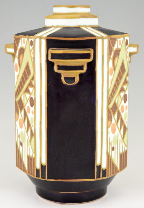 Art Deco vase céramique dessin géométrique