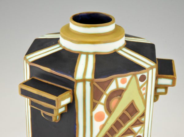 Art Deco Vase Keramik geometrisch Dekor