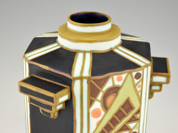 Art Deco vase céramique dessin géométrique