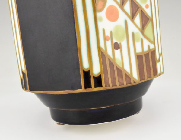 Art Deco ceramic vase with geometrical patterns