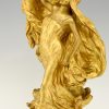 Art Nouveau sculpture en bronze doré Loïe Fuller danseuse