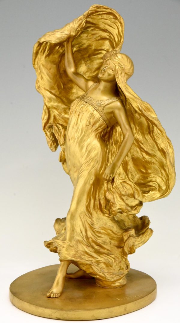 Art Nouveau gilt bronze sculpture of dancer LoÏe Fuller