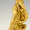 Art Nouveau sculpture en bronze doré Loïe Fuller danseuse