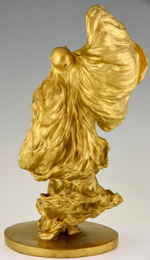 Art Nouveau sculpture en bronze doré Loïe Fuller danseuse