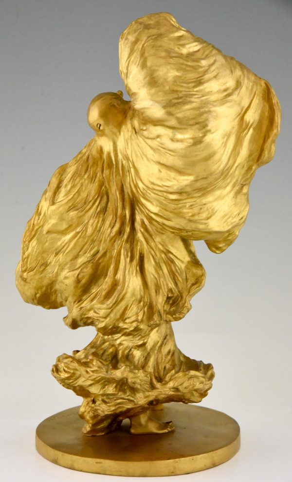 Art Nouveau sculpture en bronze doré Loïe Fuller danseuse