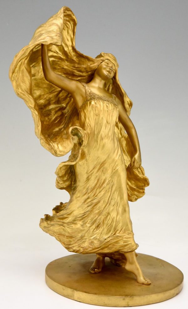 Jugendstil Bronze vergoldet Skulptur Loïe Fuller Tänzerin