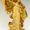 Art Nouveau sculpture en bronze doré Loïe Fuller danseuse