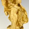 Art Nouveau sculpture en bronze doré Loïe Fuller danseuse