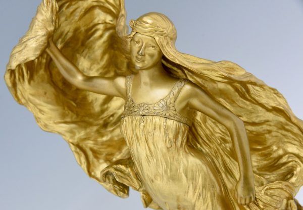 Art Nouveau gilt bronze sculpture of dancer LoÏe Fuller