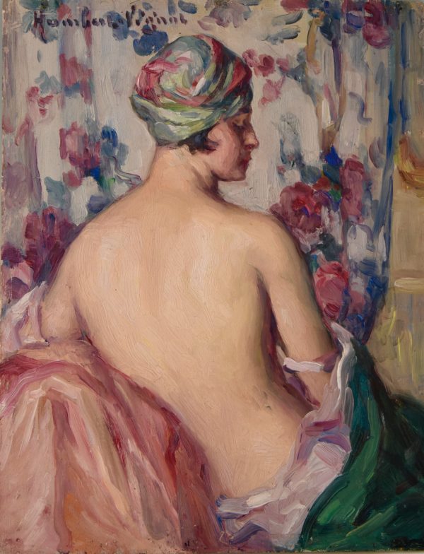 Art Deco Bild Gemälde Frauenakt mit Turban
