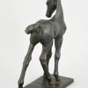 Art Deco bronze sculpture of a foal, young horse.