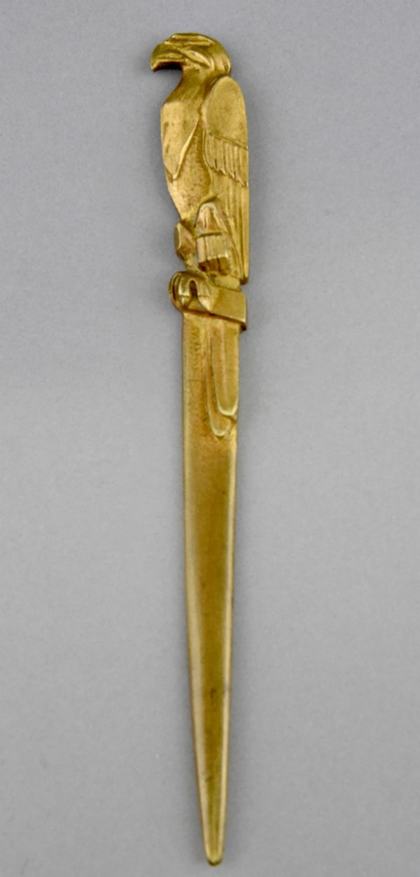 Art Deco bronze letter opener with eagle.