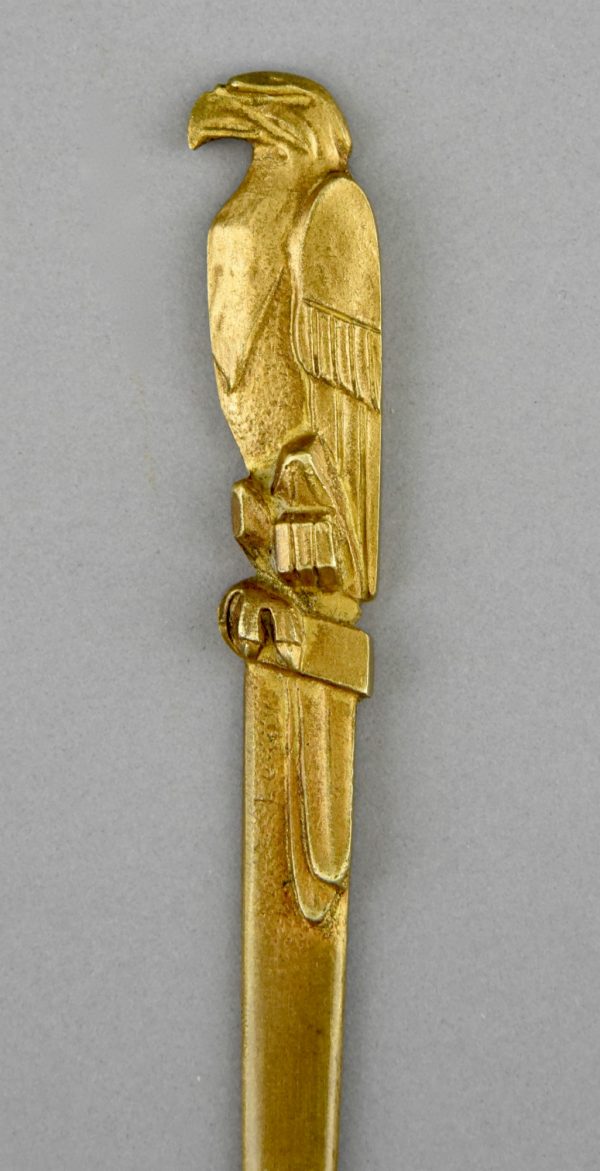 Art Deco bronze letter opener with eagle.