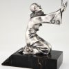 Art Deco serre livres bronze Pierrot et Colombine