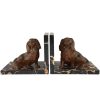 Art Deco bronzen boekensteunen met King Charles spaniel honden