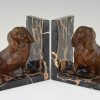 Art Deco bronze bookends King Charles spaniel dogs