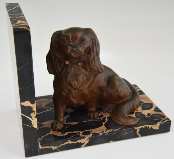 Art Deco bronze bookends King Charles spaniel dogs