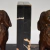 Art Deco bronze bookends King Charles spaniel dogs