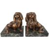 Art Deco serre livres bronze chiens King Charles