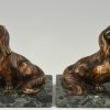 Art Deco bronzen boekensteunen King Charles honden