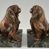 Art Deco bronze King Charles dog bookends