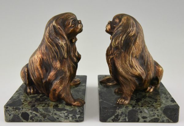 Art Deco bronze King Charles dog bookends