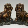 Art Deco bronze King Charles dog bookends