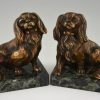 Art Deco bronzen boekensteunen King Charles honden